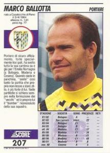 Cromo de Ballotta en los 90, cuando ya era veterano