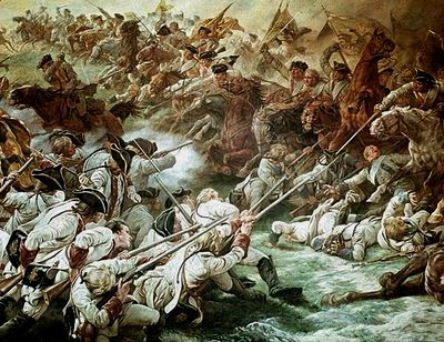 Recreación romántica de la batalla. Tuvo que ser menos heróica