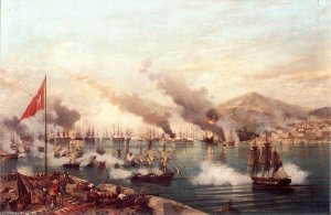 "La batalla naval de Navarino", cuadro de Ambroise Louis Garneray (1827)